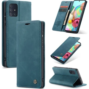 Caseme 013 Serisi Galaxy A71 Için Cüzdan Deri Telefon Kılıf - Yeşil  (Yurt Dışından)