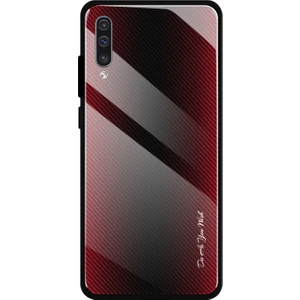 Karbon Fiber Doku Cam + Tpu Hibrit Kılıf Galaxy A50 / A50S / A30S - Kırmızı  (Yurt Dışından)