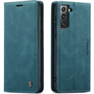 Caseme 013 Serisi Cüzdan Tasarım Galaxy S21 Fe Için Otomatik Emme Deri Kılıf - Mavi  (Yurt Dışından)