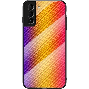 Karbon Fiber Doku Ince Temperli Cam Pc + Tpu Kılıf Koruyucu Kılıf Galaxy S22 Için - Pembe Elyaf  (Yurt Dışından)