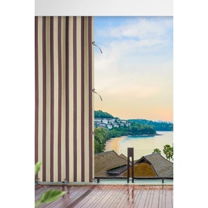 Altın Pamuk Enxboy Seçenekli Bağcıklı Balkon Perdesi Brandası Kahve Krem