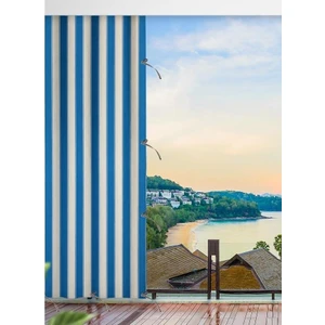 Altın Pamuk Enxboy Seçenekli Bağcıklı Balkon Perdesi Brandası Turkuaz