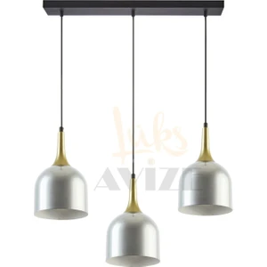 Reina Modern Tasarım Metal Başlık Sarkıt Sıralı 3 Lü Avize