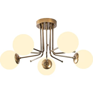 Daisy Modern Beyaz Globe Camlı 5li Avize