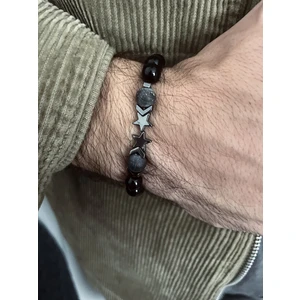 Padore Accessory Unisex Metal Yıldız Detaylı Çok Şık Doğal Taş Bileklik