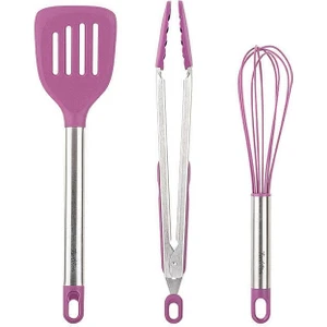 Silikon Hazırlık Seti 3lü Metal Detaylı Vişne Rengi (SOFTSET3YMQV)