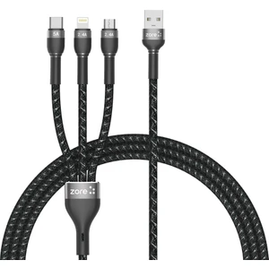 ZORE Shira Serisi 3 In 1 USB Kablo 150CM Type-C 5A Apple iPhone Uyumlu 12W Micro USB Hızlı Şarj Destekli