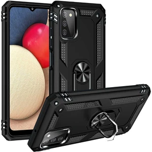 Case Street Samsung Galaxy A03S Kılıf Vega Tank Standlı Yüzüklü Mıknatıslı Siyah