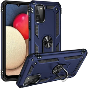 Case Street Samsung Galaxy A03S Kılıf Vega Tank Standlı Yüzüklü Mıknatıslı Lacivert