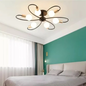 Mars 6 Lı Spor Modern Gold Detaylı Siyah Tavan Plofonyer Avize(Ampulsüz)