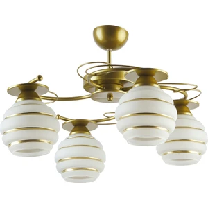 Goldina Modern Plofonyer Gold Kasa Simli Camlı Dörtlü Avize
