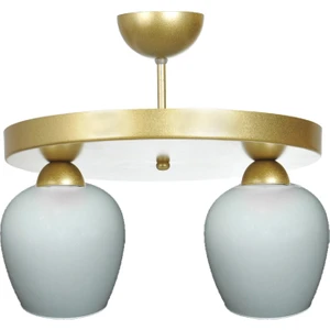 Amanda  Modern Plofonyer Gold Kasa Camlı 2 Li Avize