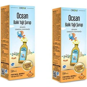 Ocean Omega 3 Portakal Aromalı Balık Yağı Şurubu 150 ml 2'li Paket