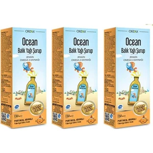 Ocean Omega 3 Portakal Aromalı Balık Yağı Şurubu 150 ml 3'lü Paket