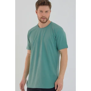 Amazing Crash Su Yeşili Basic Erkek Bisiklet Yaka Long Fit Eteği Biyeli T-Shirt