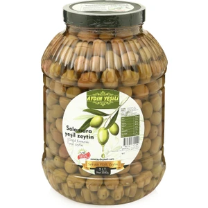 Aydın Yeşili Doğal Salamura Yeşil Çizik Zeytin 5 lt ( Net 3500 gr)