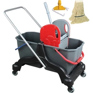 Temizlik Arabası Çift Kovalı Temizlik Seti 25 lt + Mop +Mop Kıskacı - 3 Parça