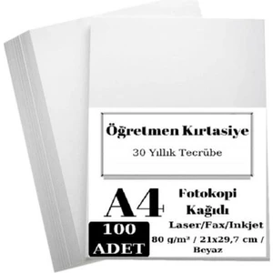 A4 80 G/m² 100 Ad. Beyaz Fotokopi Kağıdı (1 Paket)