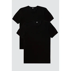 Düz, Baskısız Siyah T-Shirt Erkek 2'li Eko Paket