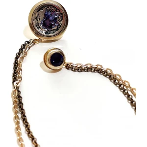 Altın Renk Mor Taşlı Ceket Yaka Iğnesi YI384