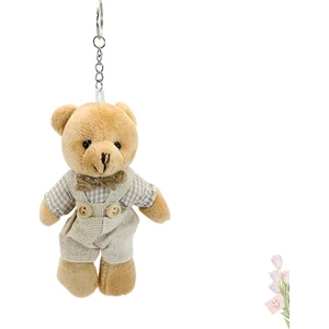 Süsle Bebek ve Parti Peluş Kıyafetli Ayıcık Anahtarlık, 12,5 x 8,5 cm - Erkek Model