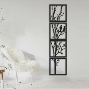 Evde Ucuz Ağaç ve Kuş Figürlü Dekoratif Süs Tablo Ebat 30 x 135 cm