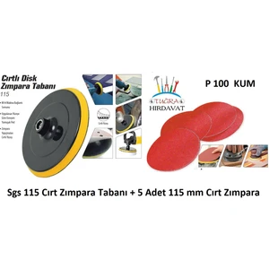 Cırt Zımpara Tabanı 115MM + P100 Kum 5 Adet Cırt Zımpara