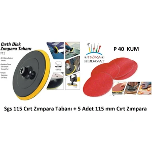 Cırt Zımpara Tabanı 115MM + P40 Kum 5 Adet Cırt Zımpara