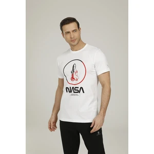 SN704 Nasa Rocket T-Shirt Beyaz Erkek T-Shirt