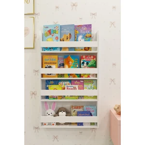 Oyuncak Odası Montessori Çocuk Odası Eğitici Kitaplık 4 Raflı Duvar Rafı