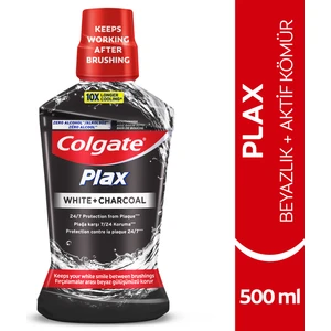 Plax Beyazlık + Aktif Kömür Beyazlatıcı Ağız Bakım Suyu 500 ml