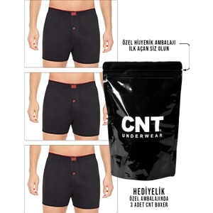 Harry Jons Erkek 3'lü Premium Paket Penye Düğmeli Boxer