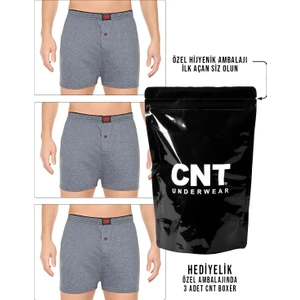 Harry Jons Erkek 3'lü Premium Paket Penye Düğmeli Boxer