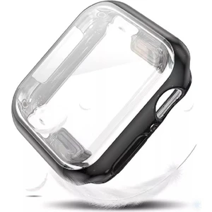 Apple Watch Uyumlu  Siyah Yumuşak Silikon Önü Kapalı 40 mm 360 Tam Koruma Siyah - Bej