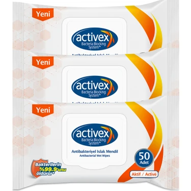 Activex Antibakteriyel Islak Mendil Aktif 3'lü Islak Mendil 150