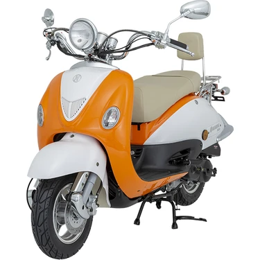 Mondial 50 ZNU EC 49.6cc Tek Silindir 4 Zamanlı Otomatik Motosiklet – Turuncu, Şehir İçi Rahat ve