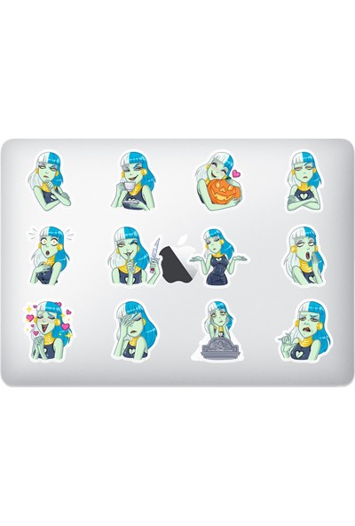 HD Sticker Mavi Saçlı Kız Laptop Sticker Paket 2