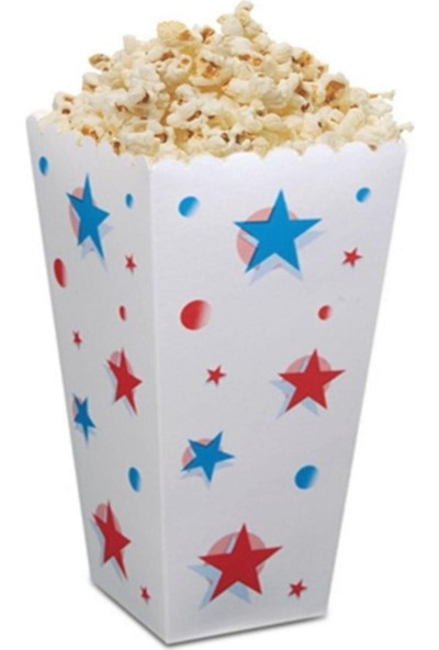 Aypack Popcorn Kutusu Mısır Cips Kutusu 50 Li Yıldızlı