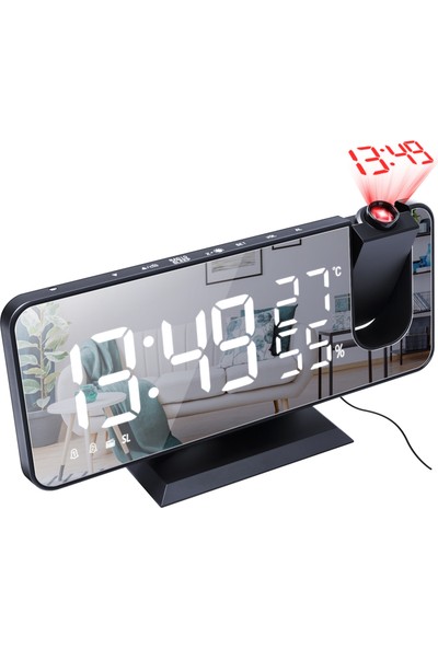 Dolity Snooze Black ile Dijital Projeksiyon Sıcaklığı Higrometre Çalar Saat (Yurt Dışından)