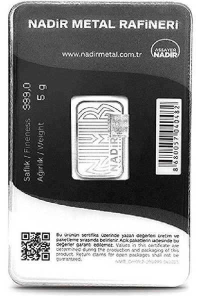 Nadir Gold Külçe Gümüş 5 Gram