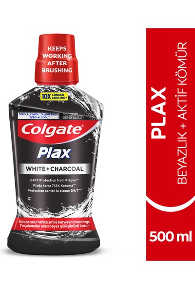 Colgate Plax Beyazlık + Aktif Kömür Beyazlatıcı Ağız Bakım Suyu 500 ml