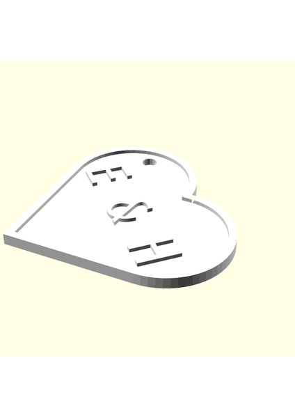 E & H Kişiye Özel Üretim Zincirsiz Kalp Aşk Anahtarlık Sevgiliye Eşe Hediyelik Tag Organik Plastikten