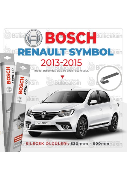 Renault Symbol Muz Silecek Takımı (2013-2015) Bosch Aeroeco