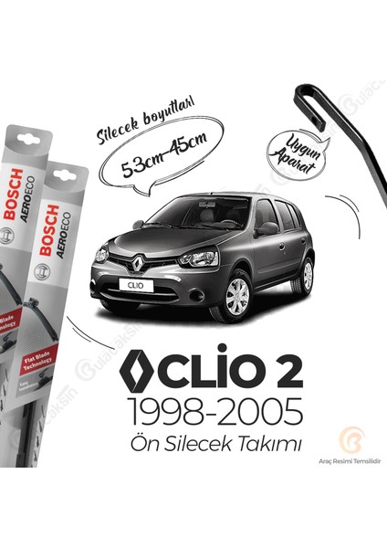 Renault Clio 2 Muz Silecek Takımı (1998-2005) Bosch Aeroeco