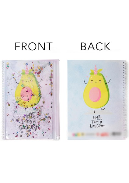 A4 Boy Simli ve Sulu Şeffaf Kalemlikli Defter Avokado