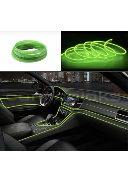 Araç Içi Neon Şerit LED 3 Metre Yeşil (Torpido Ledi)
