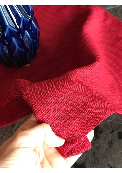 Simli Keten Runner, Kırmızı, Siyah, Krem fırsatları