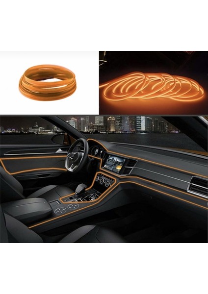 Araç Içi Neon Şerit LED 3 Metre Turuncu (Torpido Ledi)