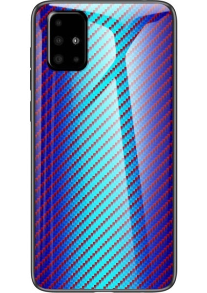 Samsung Galaxy A71 Için Karbon Fiber Cam + Pc + Tpu Kılıf - Mavi (Yurt Dışından)