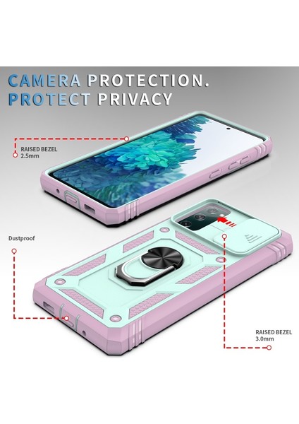 Kamera Kaydırıcı Tasarım 3-In-1 Tpu + Pc + Metal Telefon Kılıf Samsung Galaxy S20 Fe / S20 Fan Sürümü / S20 Fe 5g Için / S20 Fan Edition 5g Için - Yeşil / Pembe (Yurt Dışından) indirimleri